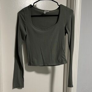 H&M Olive Green Long Sleeve Crop Top